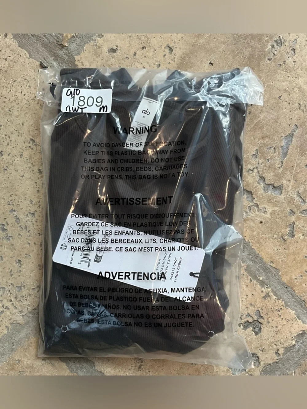 NWT Alo Yoga Ribbed‎ Modal Long Sleeve Expresso Medium